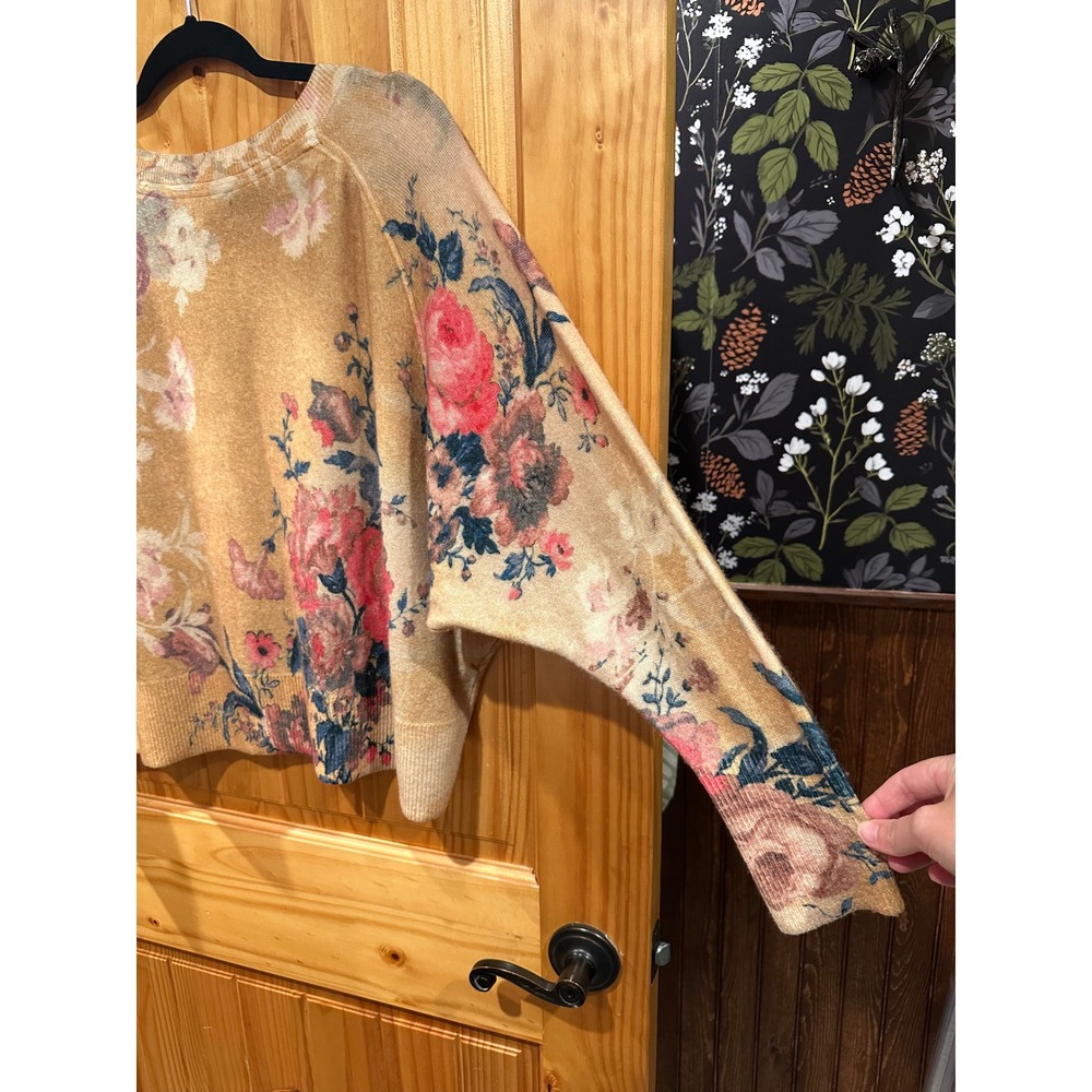 Anthropologie x Pilcro Diletta 100% Cashmere Floral Pullover Sweater Yellow XS - Picture 8 of 9